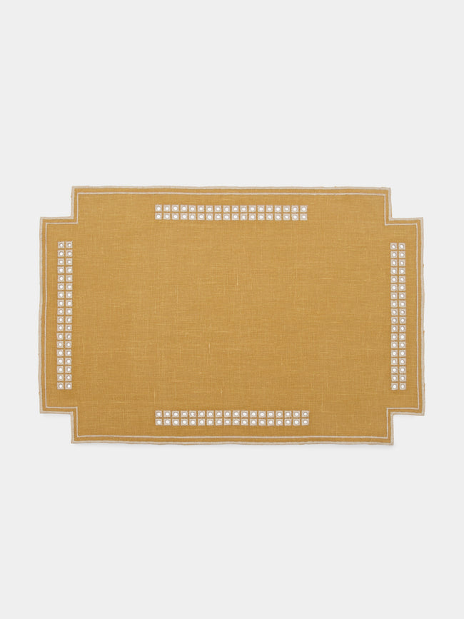 Borgo delle Tovaglie - Eva Embroidered Linen Placemats & Napkins - Yellow - ABASK - 
