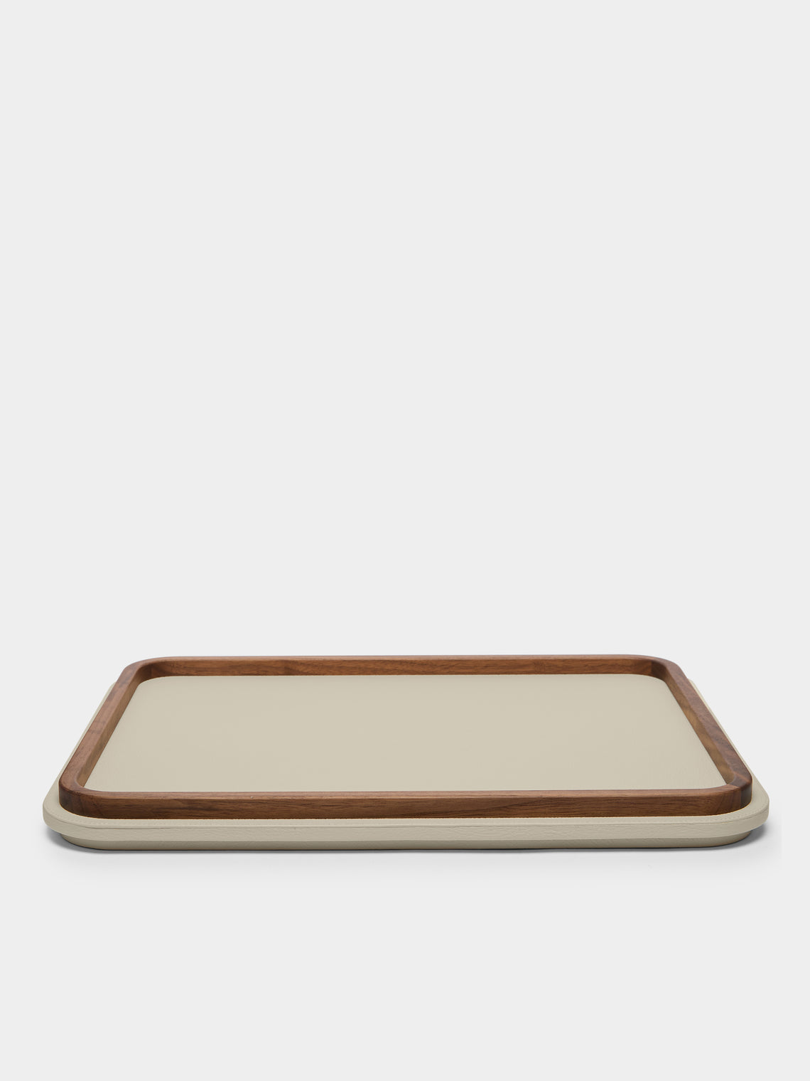 Giobagnara x Poltrona Frau - Walnut and Leather Tray (18.5in/47cm) - Beige - ABASK