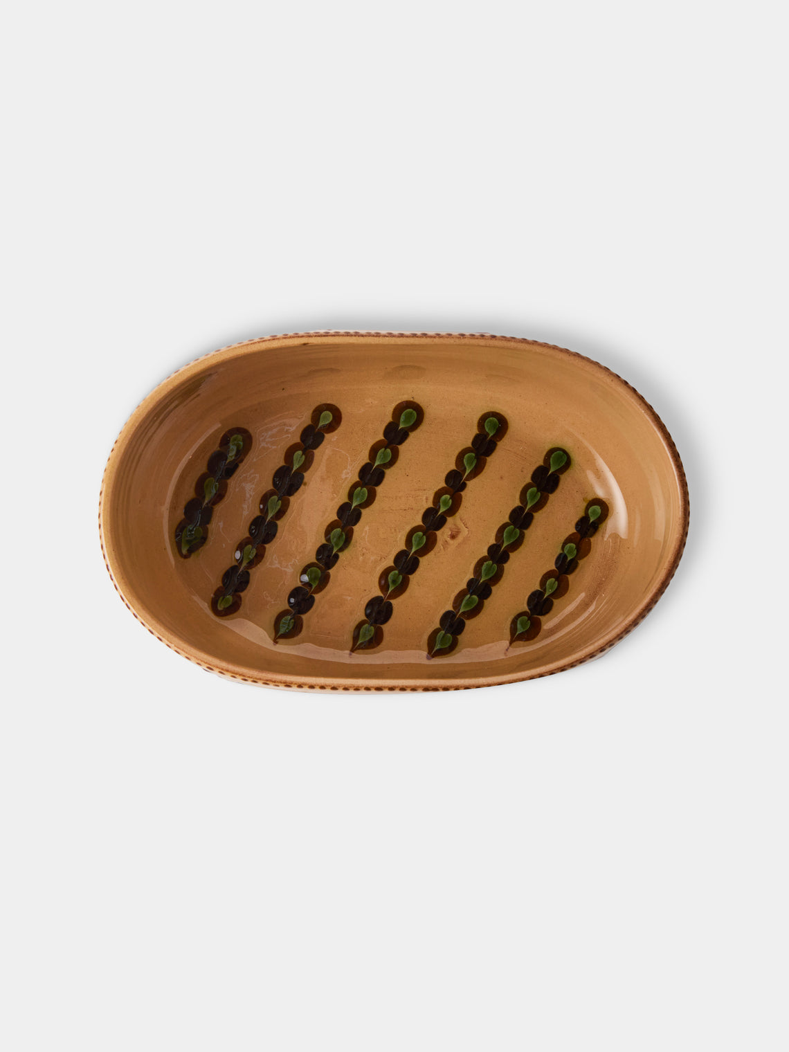 Poterie d’Évires - Flowers Hand-Painted Ceramic Mini Oval Dish - Cream - ABASK