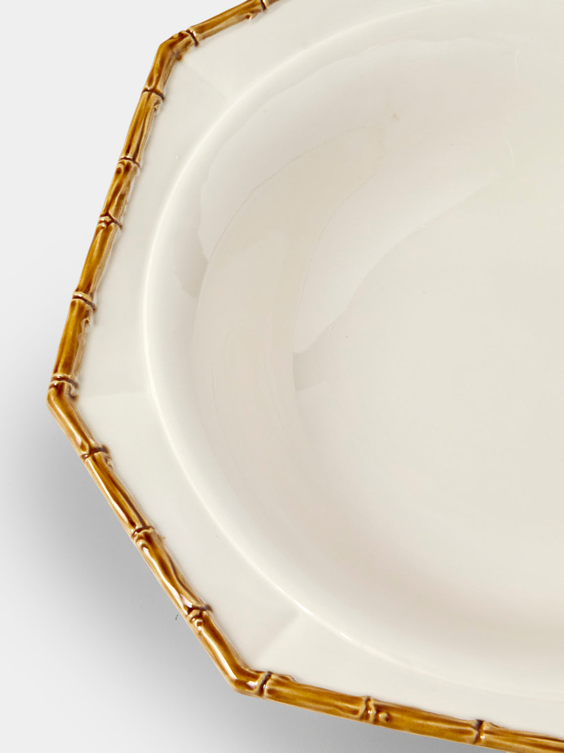 Verdolini - Bamboo Hand-Painted Ceramic Fruit Bowl - White - ABASK