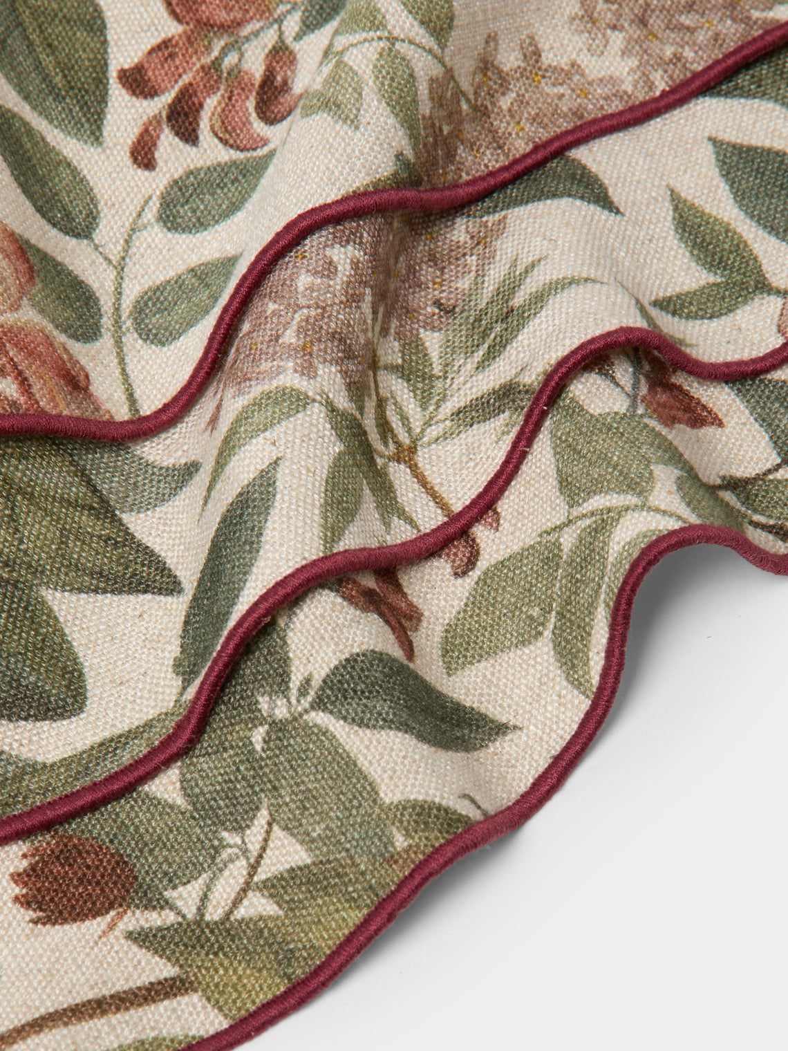 Borgo delle Tovaglie - Amalfi Sottobosco Embroidered Linen Extra Large Napkins (Set of 4) - Red - ABASK