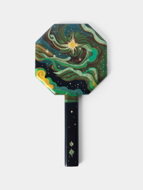 Silvia Furmanovich - Elphaba Sky Marquetry Wood Hand Mirror - Multiple - ABASK