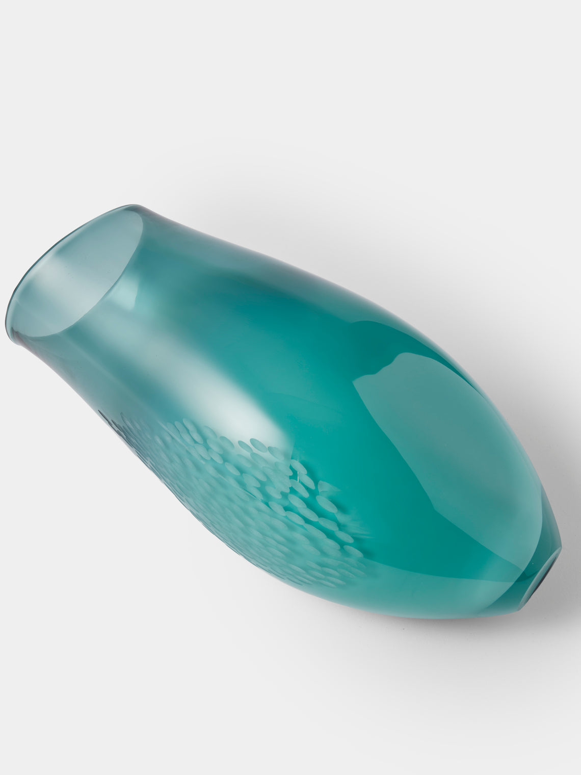 Michèle Oberdieck - Turquoise Seas II Hand-Blown Glass Vase (14.5in/37cm) - Green - ABASK