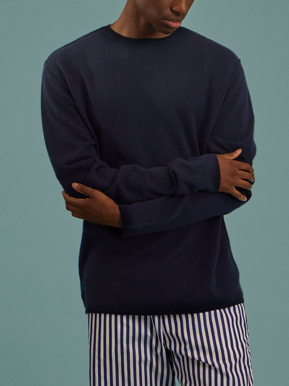 Frenckenberger - Cashmere R-Neck Boyfriend Sweater - Navy - ABASK