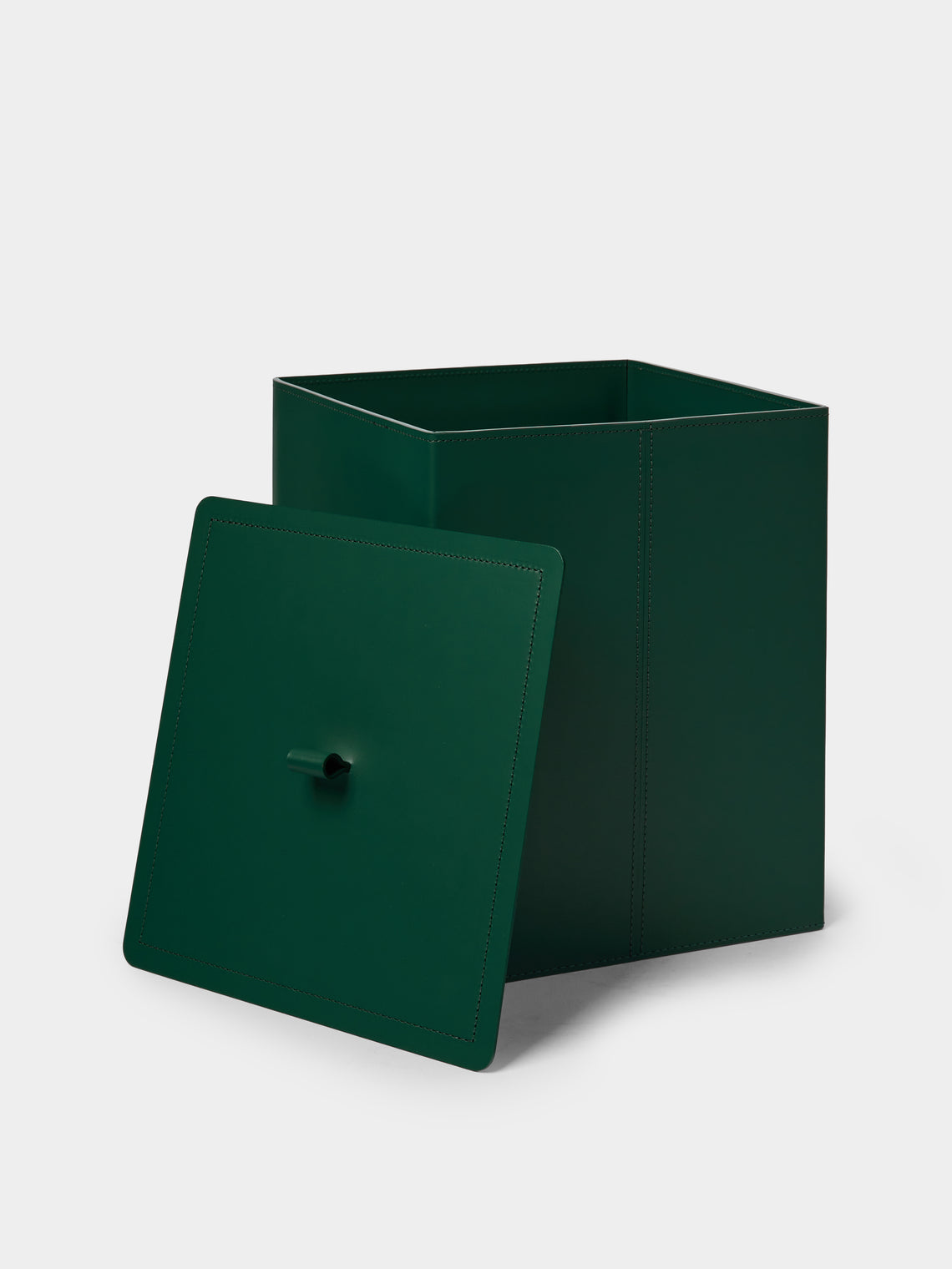 RUDI - Bino Leather Square Lidded Wastepaper Bin - Green - ABASK