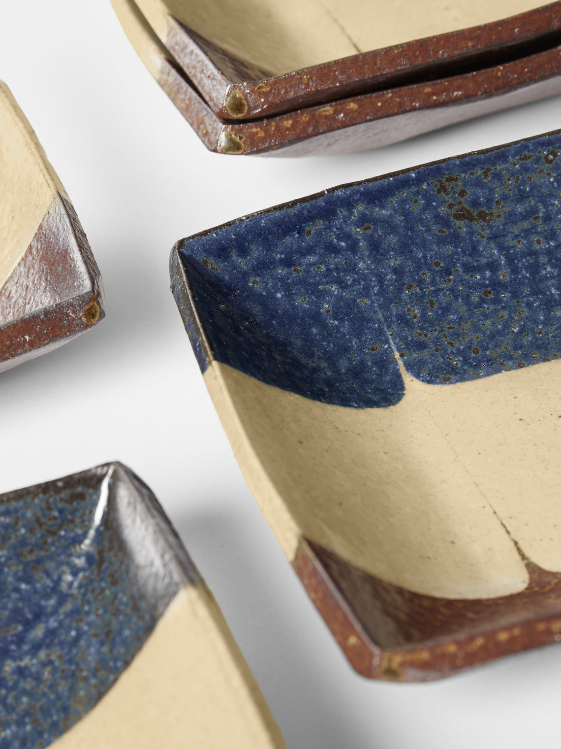 Makidani-gama - No. 1 Nerikomi Ceramic Square Plates – 5in/12.5cm (Set of 5) - Multiple - ABASK