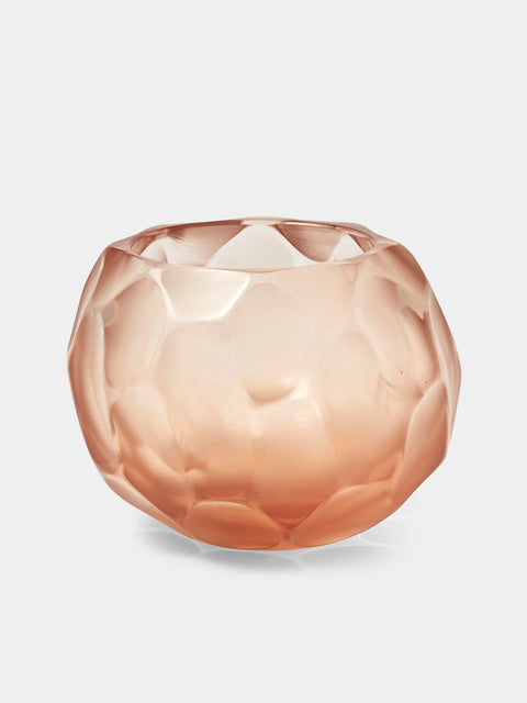 Micheluzzi Glass - Bocia Rose Bamboo Hand-Blown Murano Glass Vase (4.5in/11.5cm) - Pink - ABASK - 