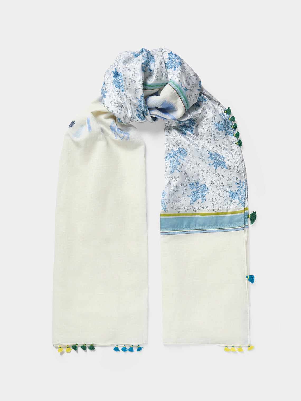 Injiri - Amber 125 Hand-Loomed Cotton Scarf - White - ABASK