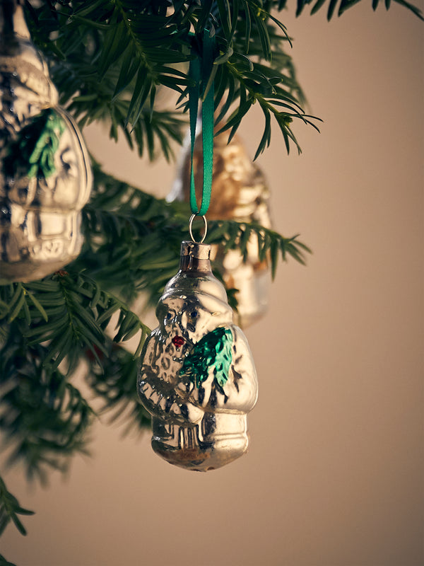 Antique and Vintage - Early-20th-Century Father Christmas Assorted Glass Tree Decorations (Set of 6) - Silver - ABASK