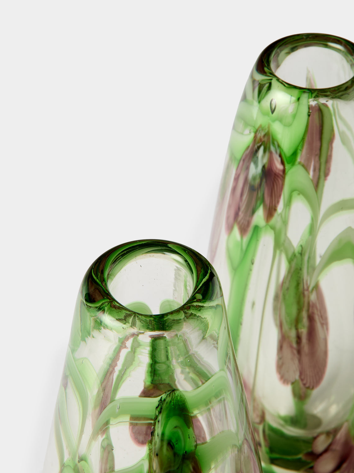 Antique and Vintage - Mid-Century Glass Bud Vases (Set of 2) - Green - ABASK