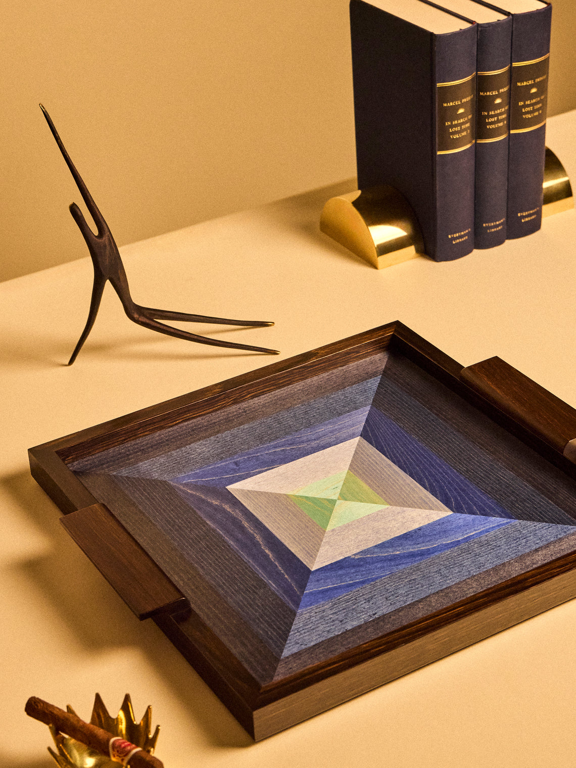 Kevin Stamper - Albers Wood Tray (12.5in/32cm) - Blue - ABASK