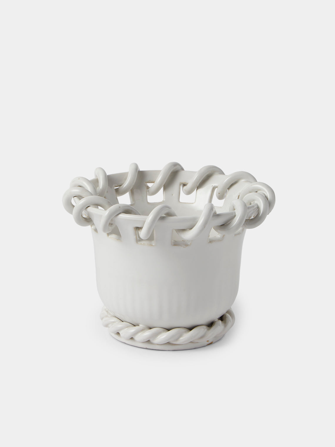 Antique and Vintage - 1960s Émile Tessier Ceramic Vase (7in/17.5cm) - White - ABASK - 