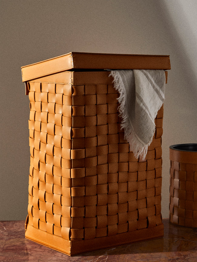 Riviere - Barcelona Water-Resistant Leather Laundry Basket - Tan - ABASK
