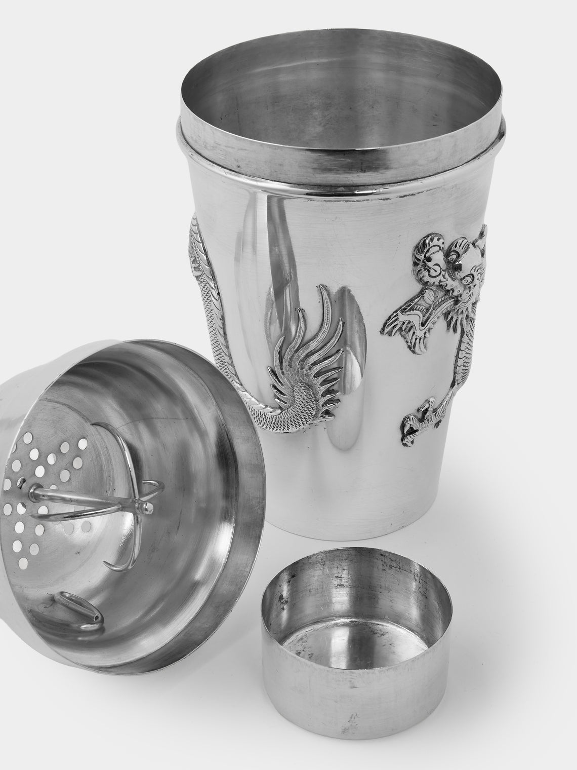 Antique and Vintage - 1930s Solid Silver Dragon Cocktail Shaker - Silver - ABASK