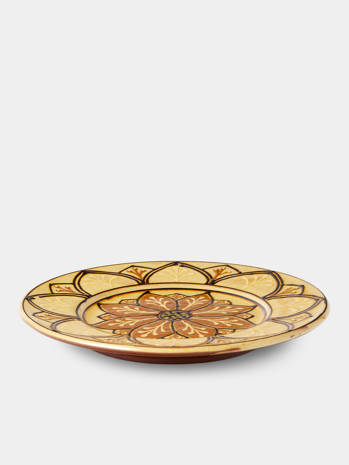 Fitch & McAndrew - Dahlias Slipware Serving Plate (13.4in/34cm) - Yellow - ABASK