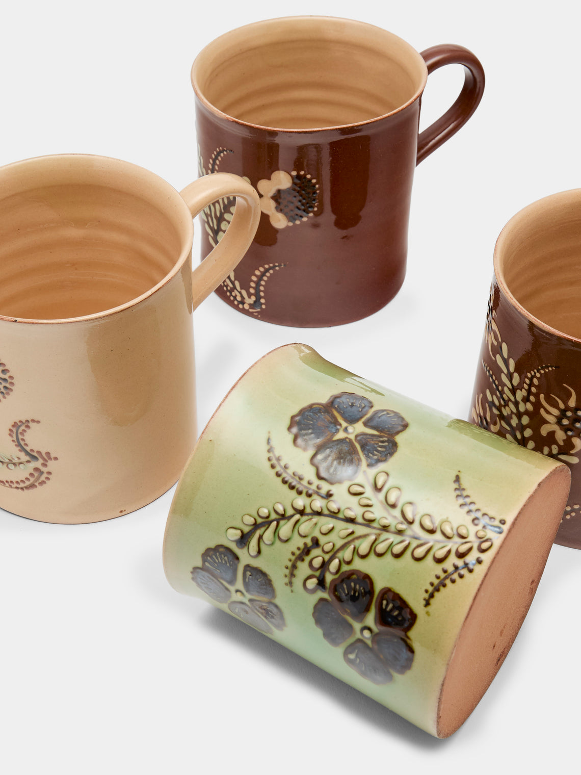 Poterie d’Évires - Flowers Hand-Painted Ceramic Mugs (Set of 6) - Multiple - ABASK