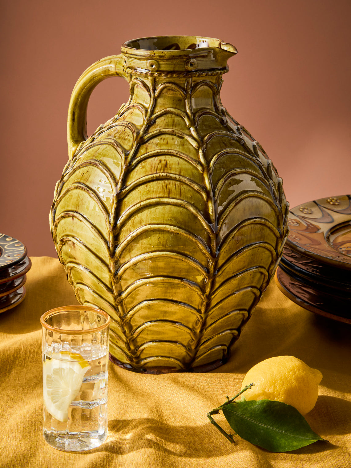 Fitch & McAndrew - Swag Slipware Jug - Green - ABASK
