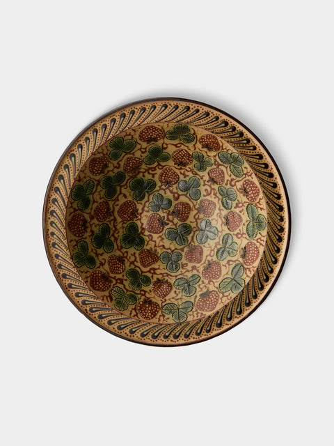 Poterie d’Évires - Strawberries Hand-Painted Ceramic Serving Bowl - Cream - ABASK