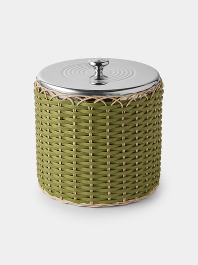 Pigment France - Menton Leather and Rattan Large Ice Bucket - Green - ABASK - 