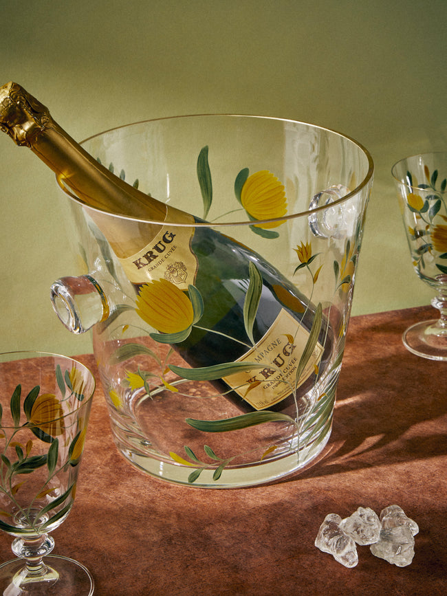 Los Vasos de Agua Clara - Jaipur Hand-Painted Crystal Champagne Cooler - Yellow - ABASK