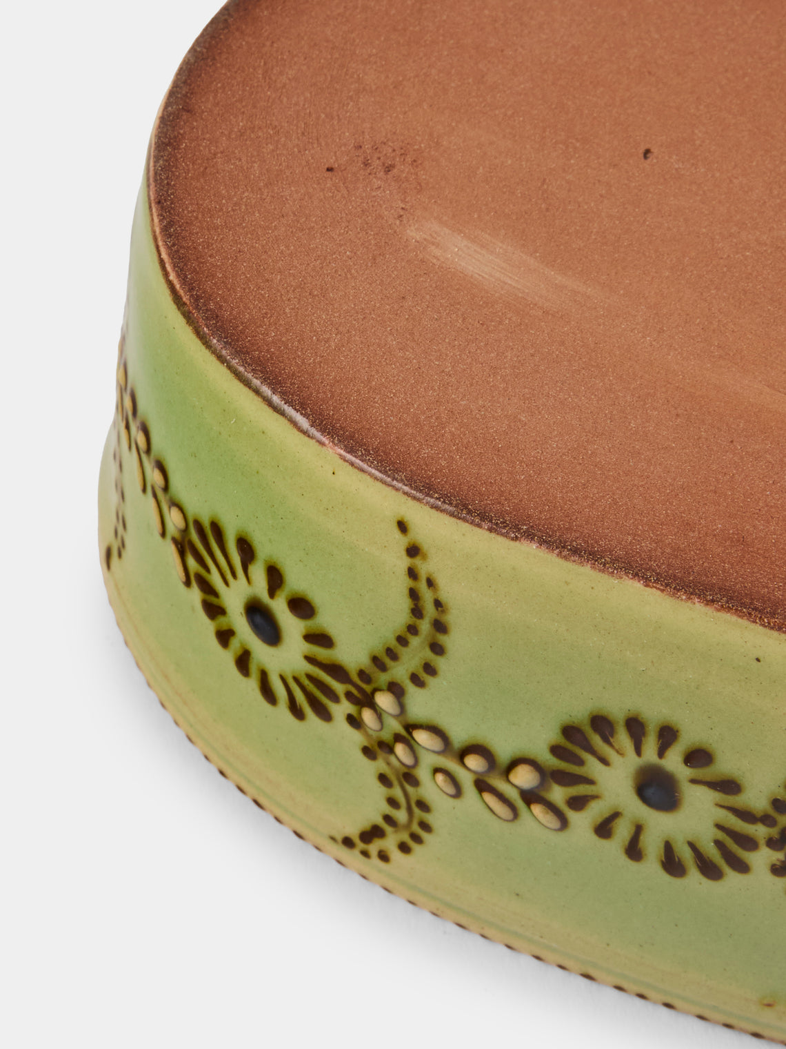 Poterie d’Évires - Flowers Hand-Painted Ceramic Mini Oval Dish - Green - ABASK