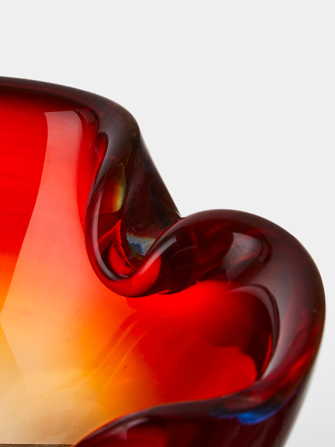 Antique and Vintage - Mid-Century Glass Ashtray - Red - ABASK