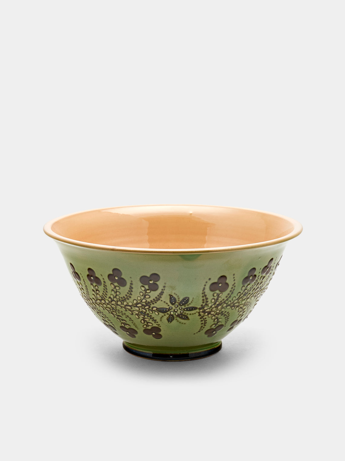 Poterie d’Évires - Flowers Hand-Painted Ceramic Large Serving Bowl - Green - ABASK - 