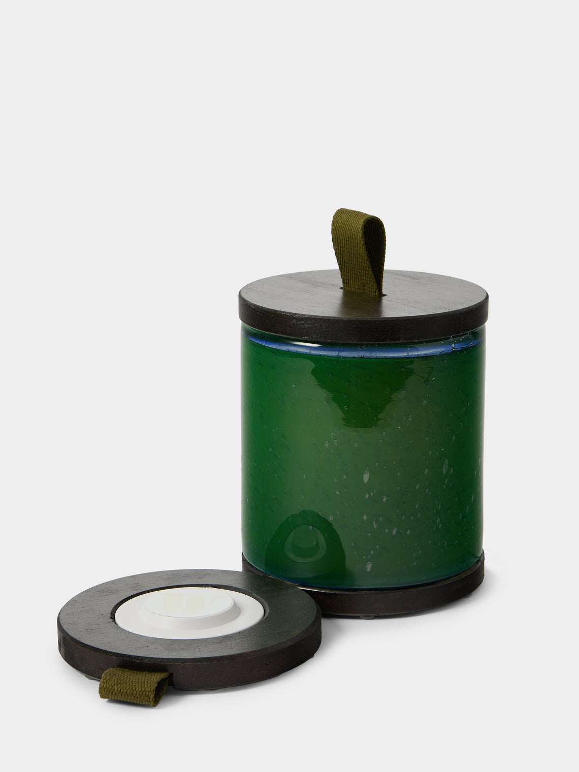 Wannes Antwerp - Antoine Manaus Hand-Blown Glass and Rubberwood Portable Lamp - Green - ABASK