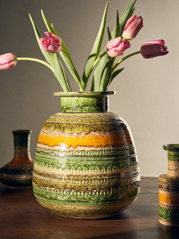 Antique and Vintage - 1960s Bitossi Sahara Ceramic Vase (11in/27.5cm) - Green - ABASK