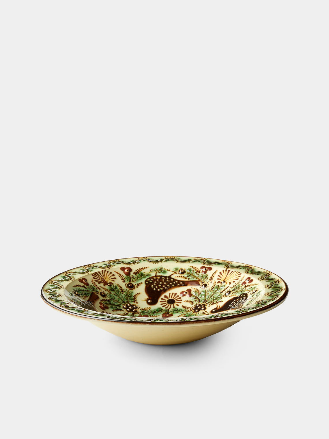 Poterie d’Évires - Birds Hand-Painted Ceramic Serving Bowl - Cream - ABASK - 