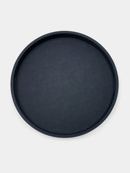 Giobagnara - Polo Leather Round Tray with Handles - Navy - ABASK - 
