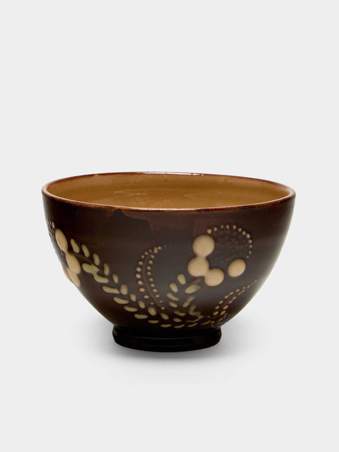 Poterie d’Évires - Flowers Hand-Painted Ceramic Petite Bowls (Set of 6) - Dark brown - ABASK