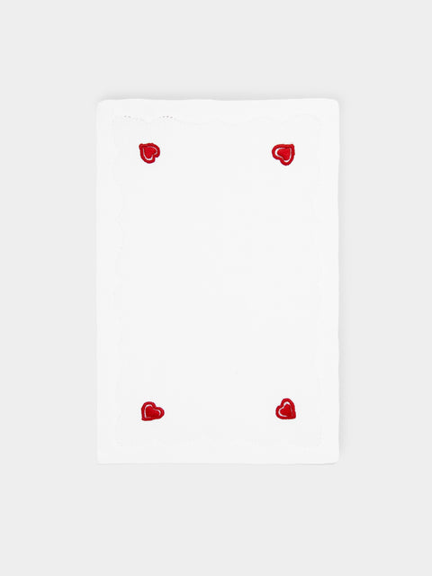 Taf Firenze - Hearts Hand-Embroidered Cocktail Napkins (Set of 6) -  - ABASK - 