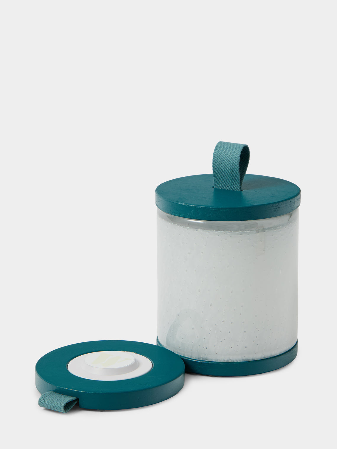 Wannes Antwerp - Antoine Santorini Hand-Blown Glass and Rubberwood Portable Lamp - Blue - ABASK