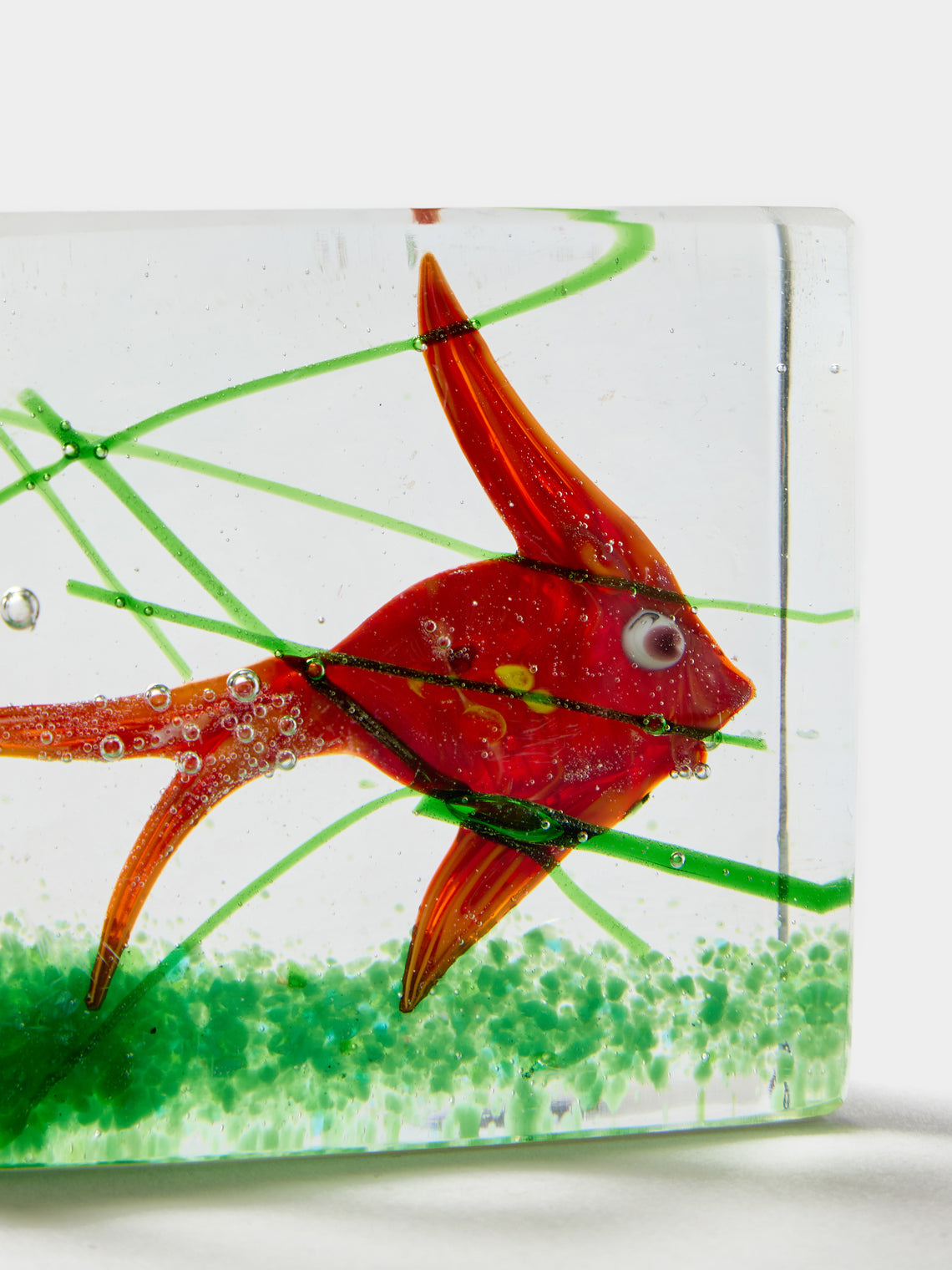 Antique and Vintage - 1960s Alfredo Barbini for Cenedese Fish Murano Glass Paperweight - Red - ABASK