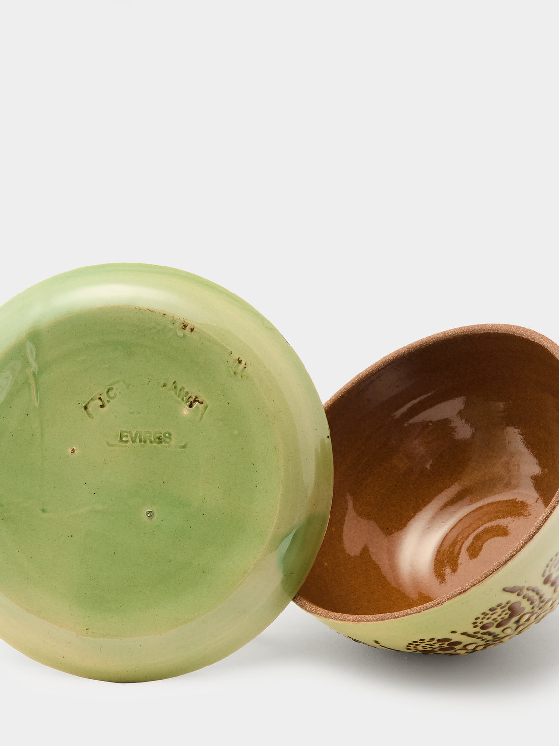 Poterie d’Évires - Flowers Hand-Painted Ceramic Small Lidded Butter Dish - Cream - ABASK