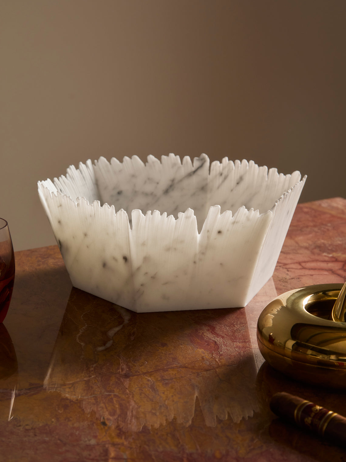 Bufalini - Drap Marble Bowl - White - ABASK