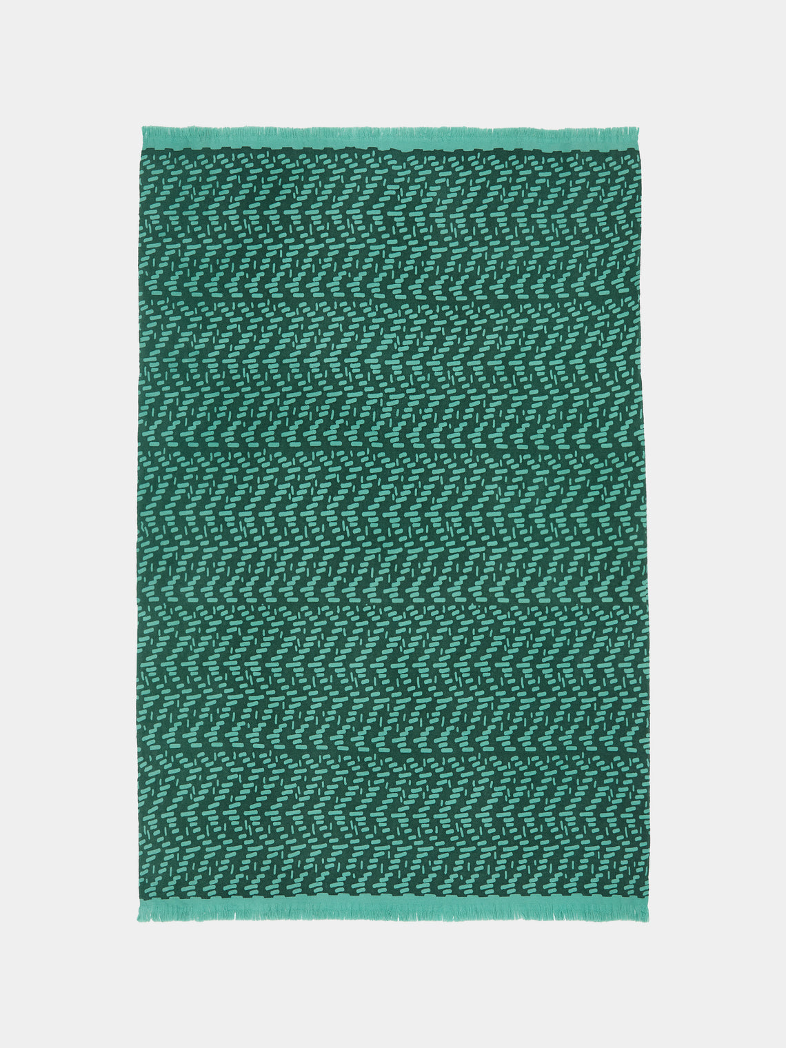 Saved NY - Cashmere Printed Throw (71in/1.8m) - Green - ABASK - 