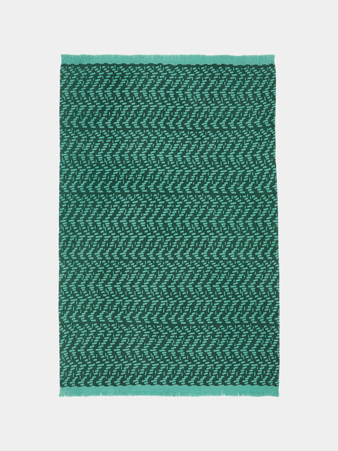 Saved NY - Cashmere Printed Throw (71in/1.8m) - Green - ABASK - 