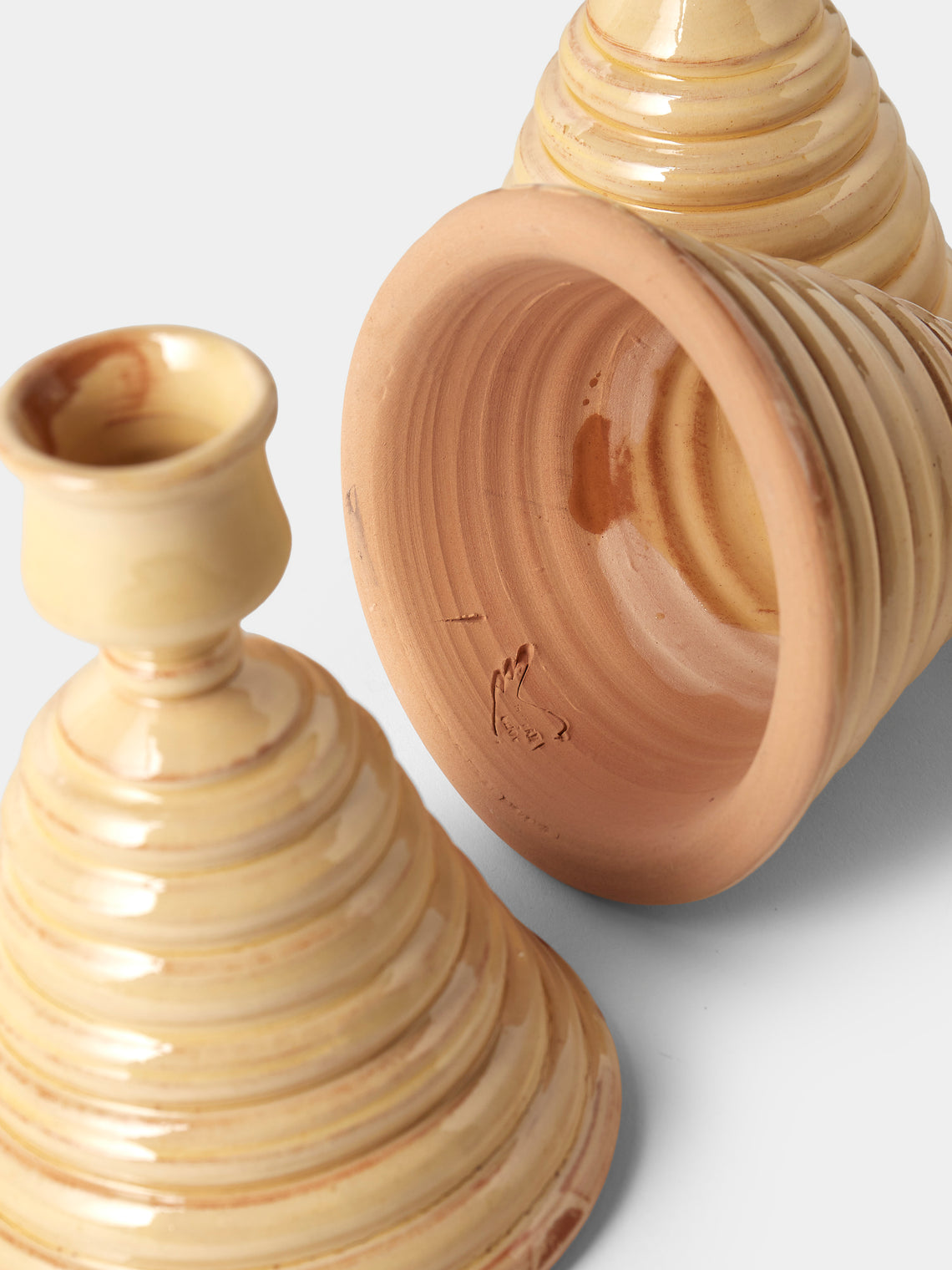 Poterie de Cliousclat - Slipware Candle Holders (Set of 3) - Cream - ABASK