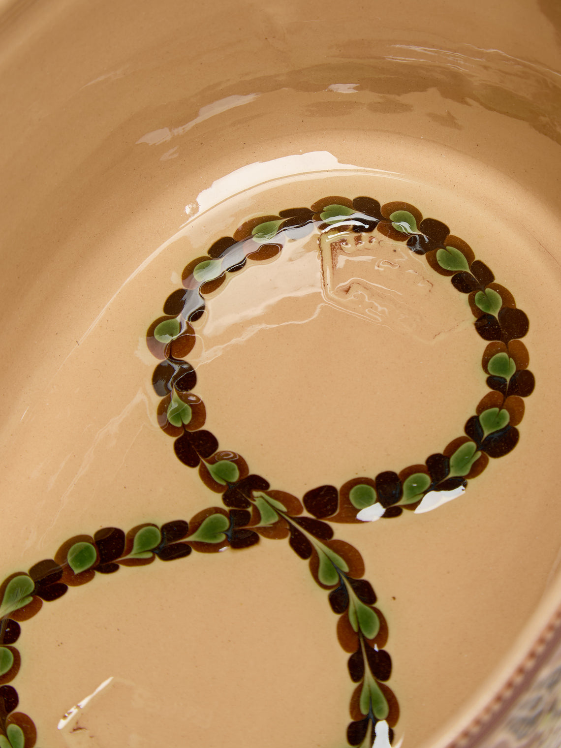 Poterie d’Évires - Flowers Hand-Painted Ceramic Oval Serving Dish - Light brown - ABASK