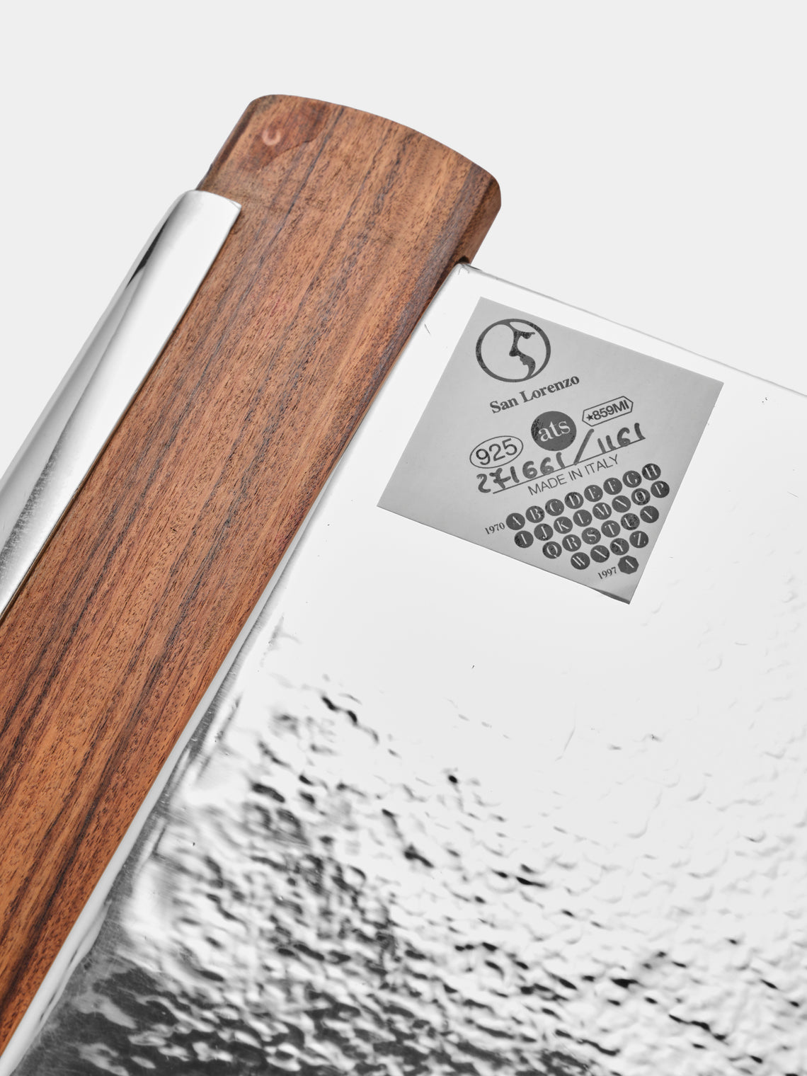 San Lorenzo - 1988 Afra and Tobia Scarpa Engraved Sterling Silver and Wood Tray (12in/31cm) - Silver - ABASK