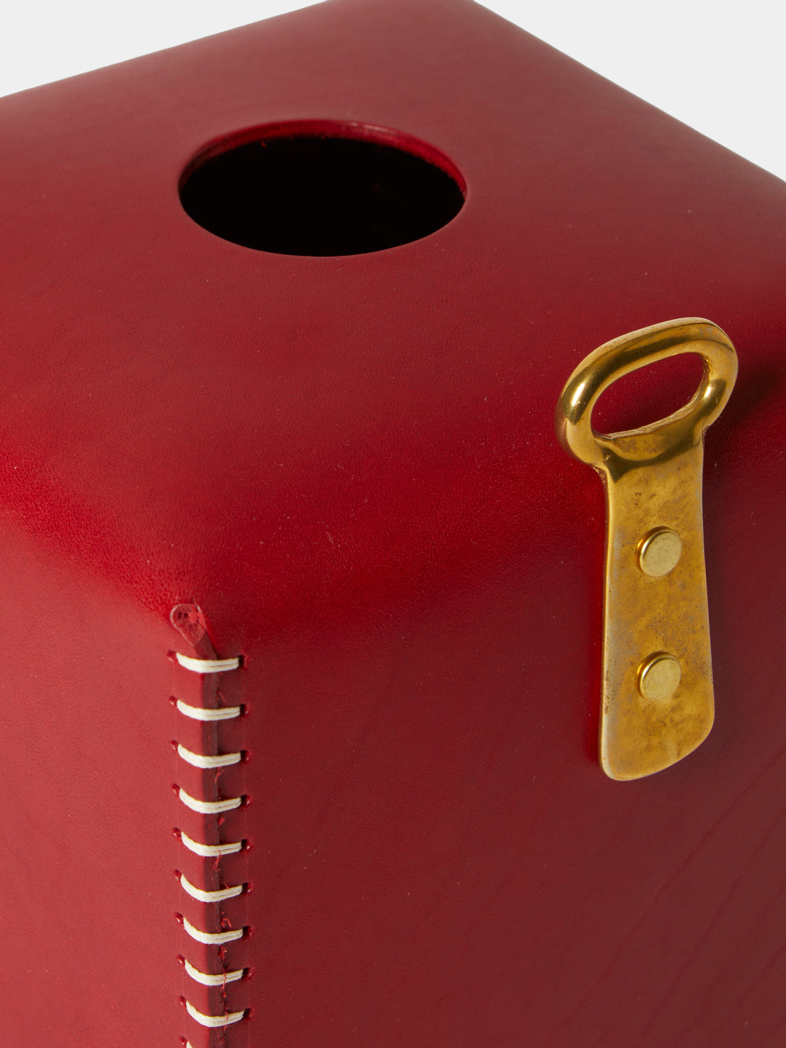 Otzi Studio - Eyelet Leather Tissue Box - Red - ABASK