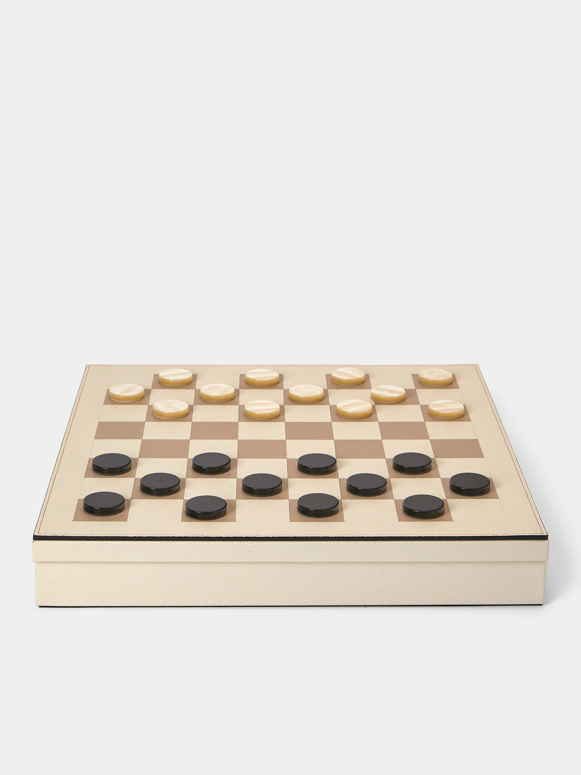 Pinetti - Leather Chess and Checkers Set - Cream - ABASK