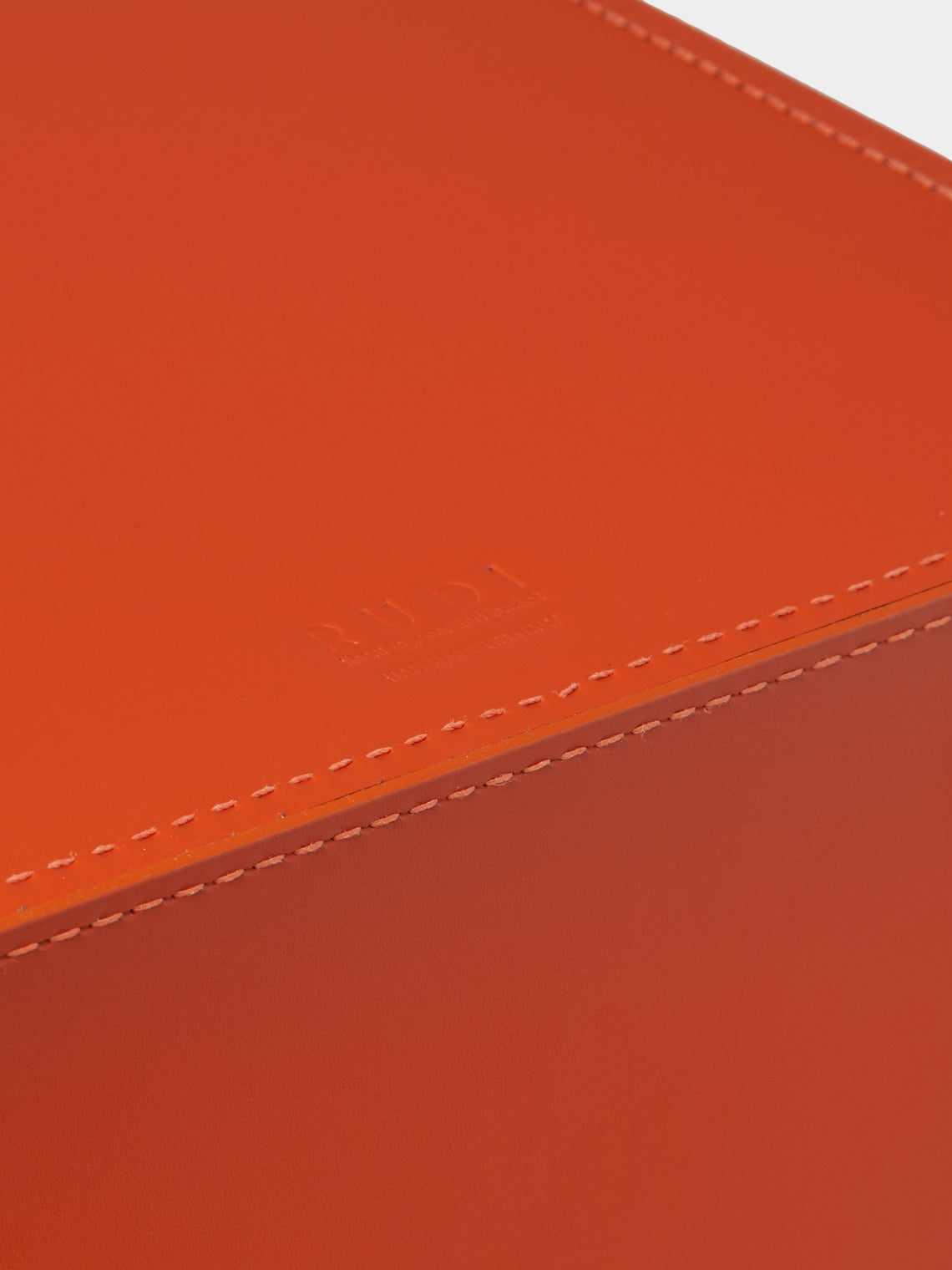 RUDI - Bino Leather Square Lidded Wastepaper Bin - Orange - ABASK