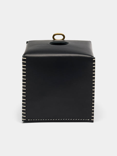 Eyelt Box Black Eyelet Leather Tissue Box by Otzi Studio | ABASK