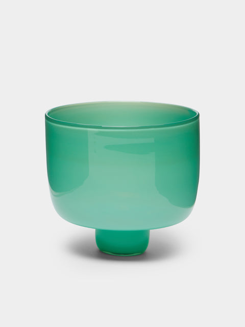 Pierrot Doremus - | Set of 2 | Hand-Blown Glass Ice Cream Bowls - Green - ABASK - 