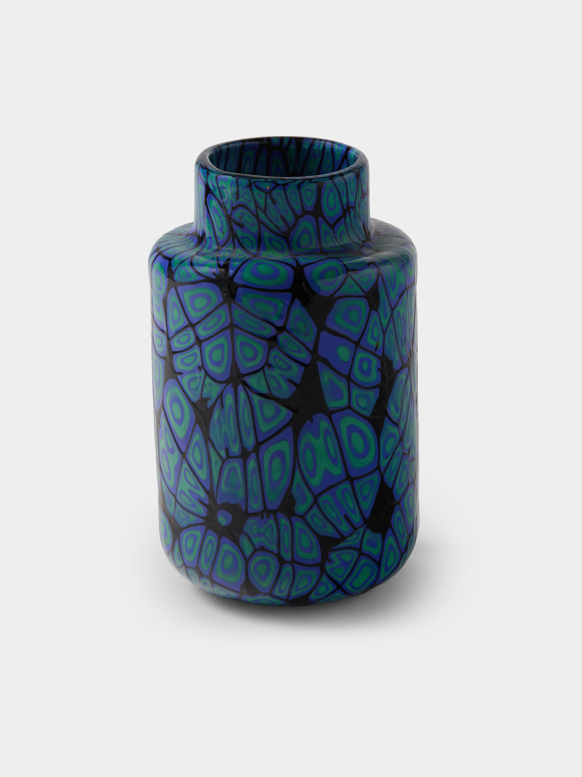 Antique and Vintage - 1970s Galliano Ferro Murano Glass Vase (6.5in/17cm) - Blue - ABASK - 