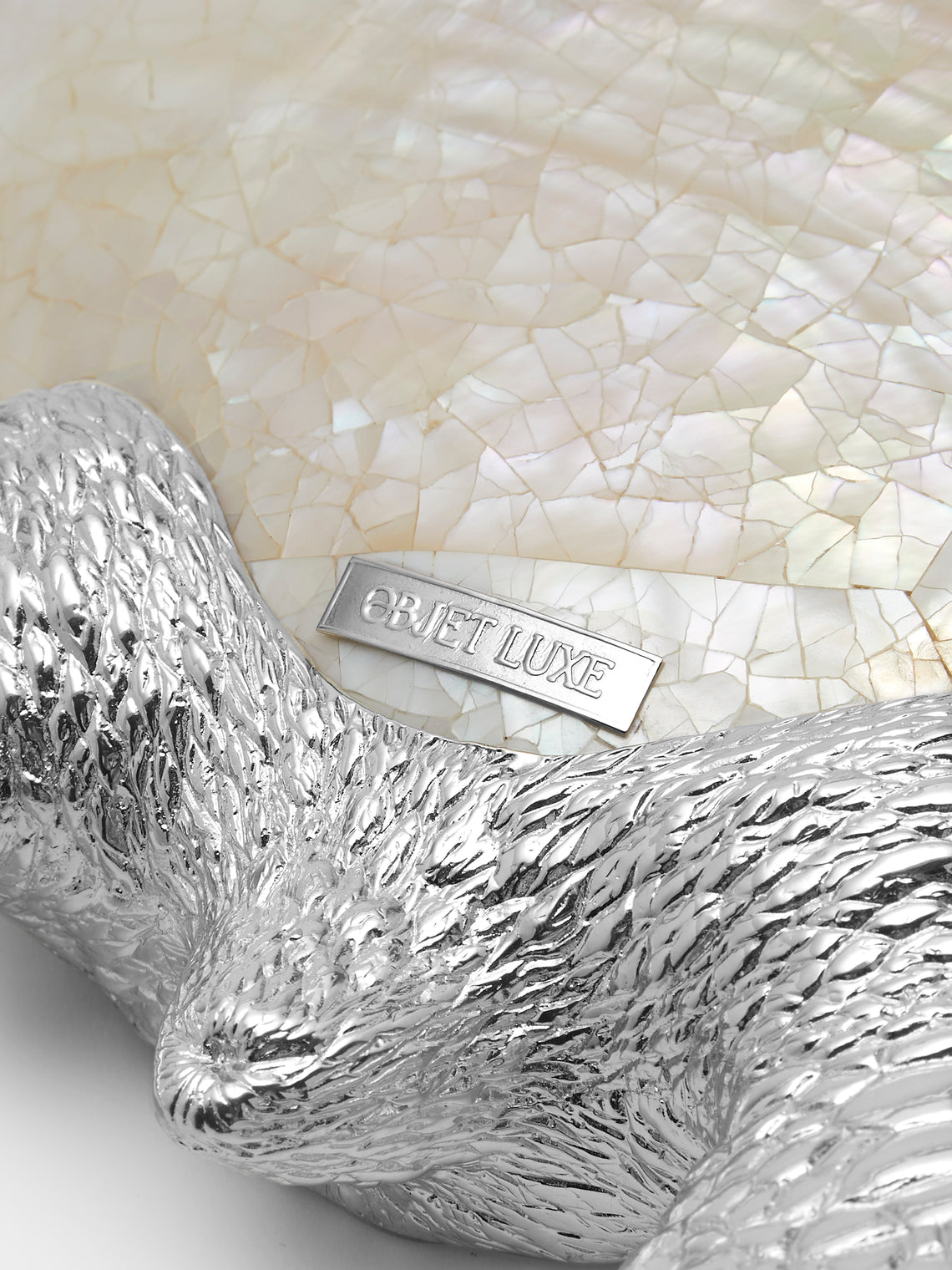 Objet Luxe - Turtle Silver-Plated and Mother-of-Pearl Tray (18.5in/47cm) - White - ABASK