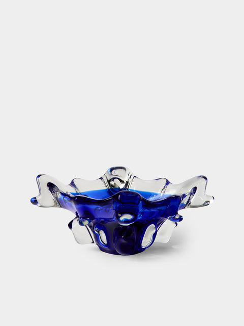 Antique and Vintage - Mid-Century Crystal Ashtray - Blue - ABASK - 